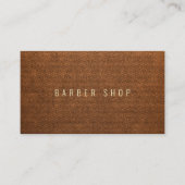 Carte De Visite Code QR cuir brun faux barbier coiffeur (Devant)