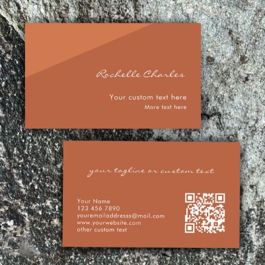 Carte De Visite Code QR Cuivre Élégant Moderne