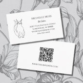 Carte De Visite Code QR Cute Want Chat Pet Sitter Noir Blanc