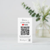 Carte De Visite Code QR d'abonnement Youtube (Debout devant)