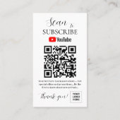 Carte De Visite Code QR d'abonnement Youtube (Dos)