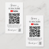Carte De Visite Code QR d'abonnement Youtube (Devant / Derrière)