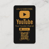 Carte De Visite Code QR d'abonnement YouTube Black Gold (Devant)