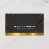 Carte De Visite Code QR d'agent immobilier Luxe Noir Or (Devant)