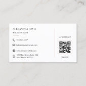 Carte De Visite Code QR d'agent immobilier minimal (Dos)