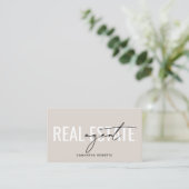 Carte De Visite Code QR d'agent immobilier moderne beige (Debout devant)