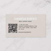 Carte De Visite Code QR d'agent immobilier moderne beige (Dos)