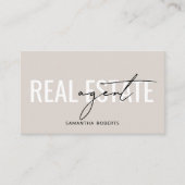 Carte De Visite Code QR d'agent immobilier moderne beige (Devant)