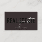 Carte De Visite Code QR d'agent immobilier moderne marron foncé (Devant)