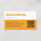 Carte De Visite Code QR damier ondulé orange moderne (Dos)