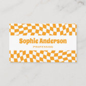 Carte De Visite Code QR damier ondulé orange moderne (Devant)