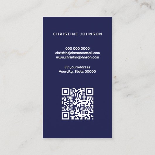 Carte De Visite code QR d'ananas bleu (Dos)