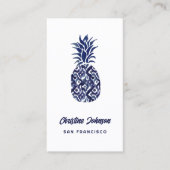 Carte De Visite code QR d'ananas bleu (Devant)