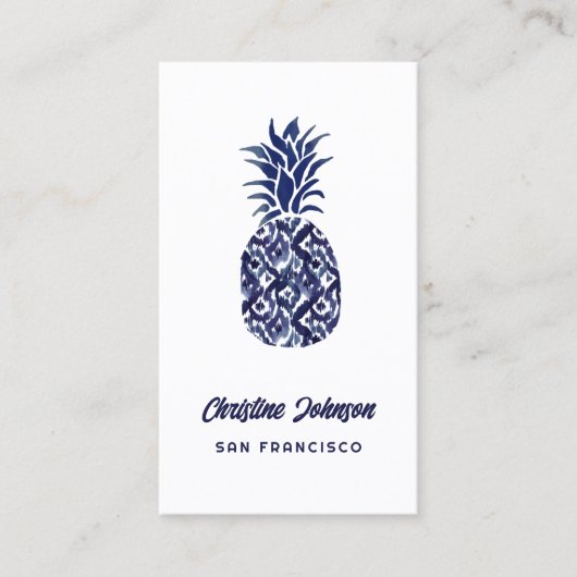 Carte De Visite code QR d'ananas bleu (Devant)