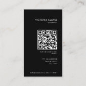 Carte De Visite Code Qr d'arc noir et blanc vertical consultant (Dos)