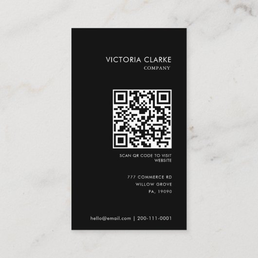 Carte De Visite Code Qr d'arc noir et blanc vertical consultant (Dos)