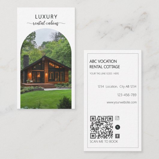 Carte De Visite Code QR d'arche moderne Location de vacances Maiso (Devant / Derrière)