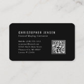 Carte De Visite Code QR d'artisan Toiture Simple Noir et Blanc Arr (Dos)