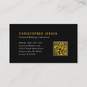 Carte De Visite Code QR d'artisan Toiture Simple Noir Jaune (Dos)