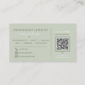 Carte De Visite Code QR d'artiste bijoux permanents Modern Sage (Dos)
