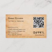Carte De Visite Code QR d'artiste de tatouage (Dos)