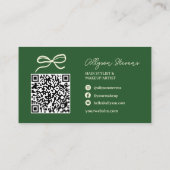 Carte De Visite Code QR d'artiste en maquillage rétro gras vert (Dos)