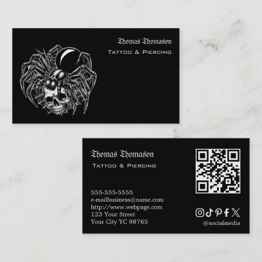 Carte De Visite Code QR d'artiste tatoueur (Devant / Derrière)