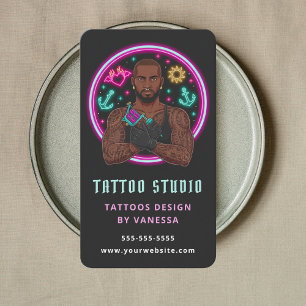 Carte De Visite Code Qr d'Artiste Tatoueur de Salon de Tatouage Pr
