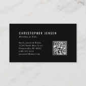 Carte De Visite Code QR d'avocat Échelles Noir et Blanc Simple (Dos)