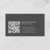 Carte De Visite Code QR d'avocat en immigration gris et blanc simp (Dos)