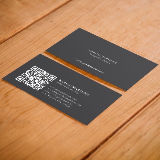 Carte De Visite Code QR d'avocat en immigration gris et blanc simp