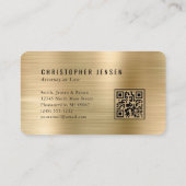 Carte De Visite Code QR d'avocat Noir Échelles Or Arrondi (Dos)