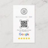 Carte De Visite Code QR de avis Google moderne et élégant (Devant)