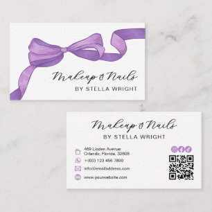 Carte De Visite Code QR de Beauté Arc-en-ciel Violet Coquette