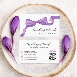 Carte De Visite Code QR de Beauté Arc-en-ciel Violet Coquette