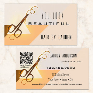 Carte De Visite Code QR de beauté de coiffeur professionnel 