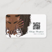 Carte De Visite Code QR de beauté d'un manucure afro-américain (Devant)