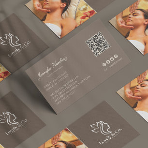 Carte De Visite Code QR de beauté minimaliste beige neutre 
