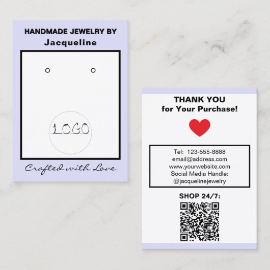 Carte De Visite Code QR de bijoux de boucles d'oreilles Logo Lavan (Devant / Derrière)