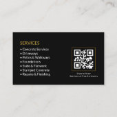 Carte De Visite Code QR de Black Concrete Services (Dos)