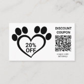 Carte De Visite Code QR de bon de réduction Patte d'animal (Devant)