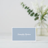 Carte De Visite Code QR de bordure de script bleu foncé simple (Debout devant)