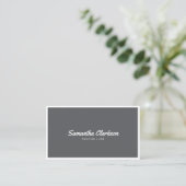 Carte De Visite Code QR de bordure de script gris foncé simple (Debout devant)