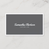 Carte De Visite Code QR de bordure de script gris foncé simple (Devant)