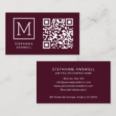 Carte De Visite Code QR de Bourgogne minimum Logo professionnel (Devant / Derrière)