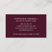 Carte De Visite Code QR de Bourgogne minimum Logo professionnel (Dos)