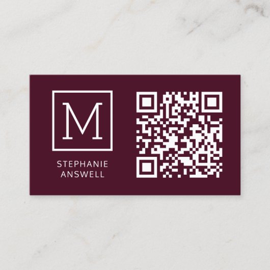 Carte De Visite Code QR de Bourgogne minimum Logo professionnel (Devant)