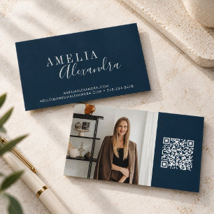 Carte De Visite Code QR de branding photo pour designer d'intérieu