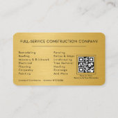 Carte De Visite Code QR de bricoleur métallisé or (Dos)