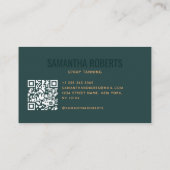 Carte De Visite Code QR de bronzage instantané moderne vert (Dos)